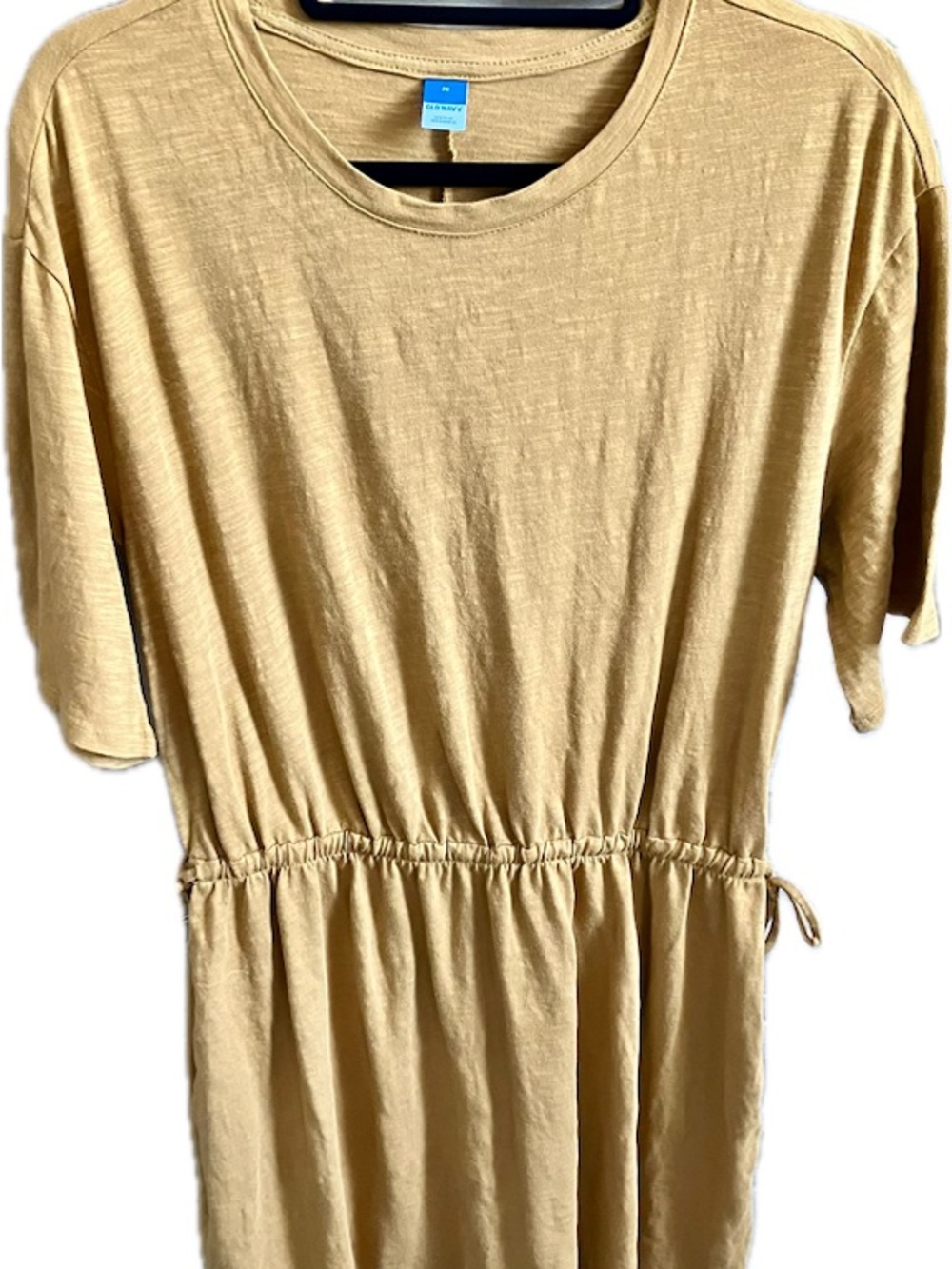 NWT Old Navy Short-Sleeve Drawstring Waist Mini Dress — Mustard